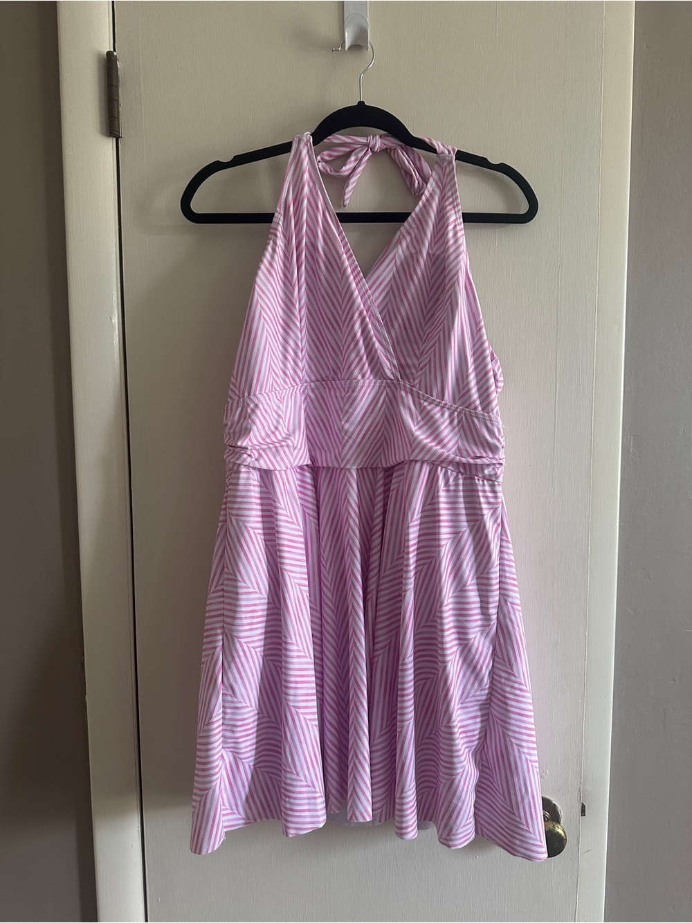BloomChic Pink and White Striped Halter Swimsuit. Size 18-20